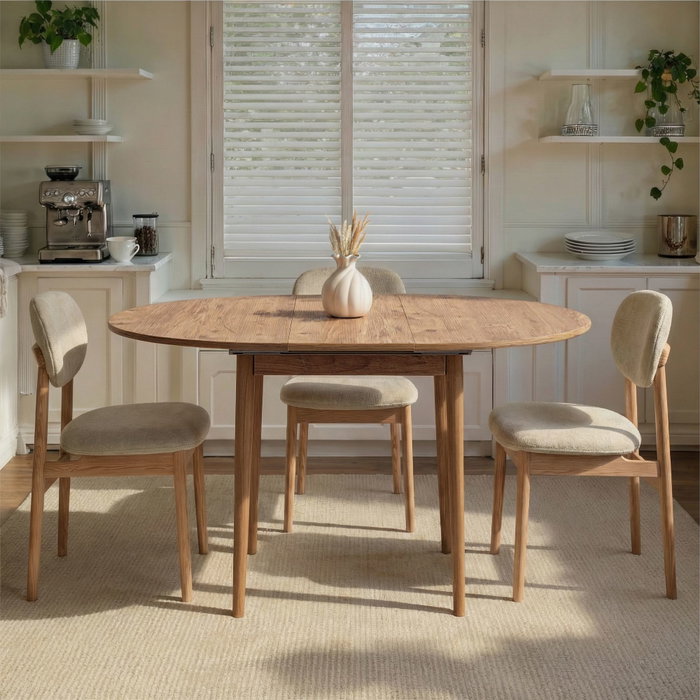 Hanah Home Mesa de Comedor Extensible en Pino Atlántico, 100x100 cm (extensible a 131 cm), Tablero de Melamina, Patas de Madera, Color Pino Atlántico